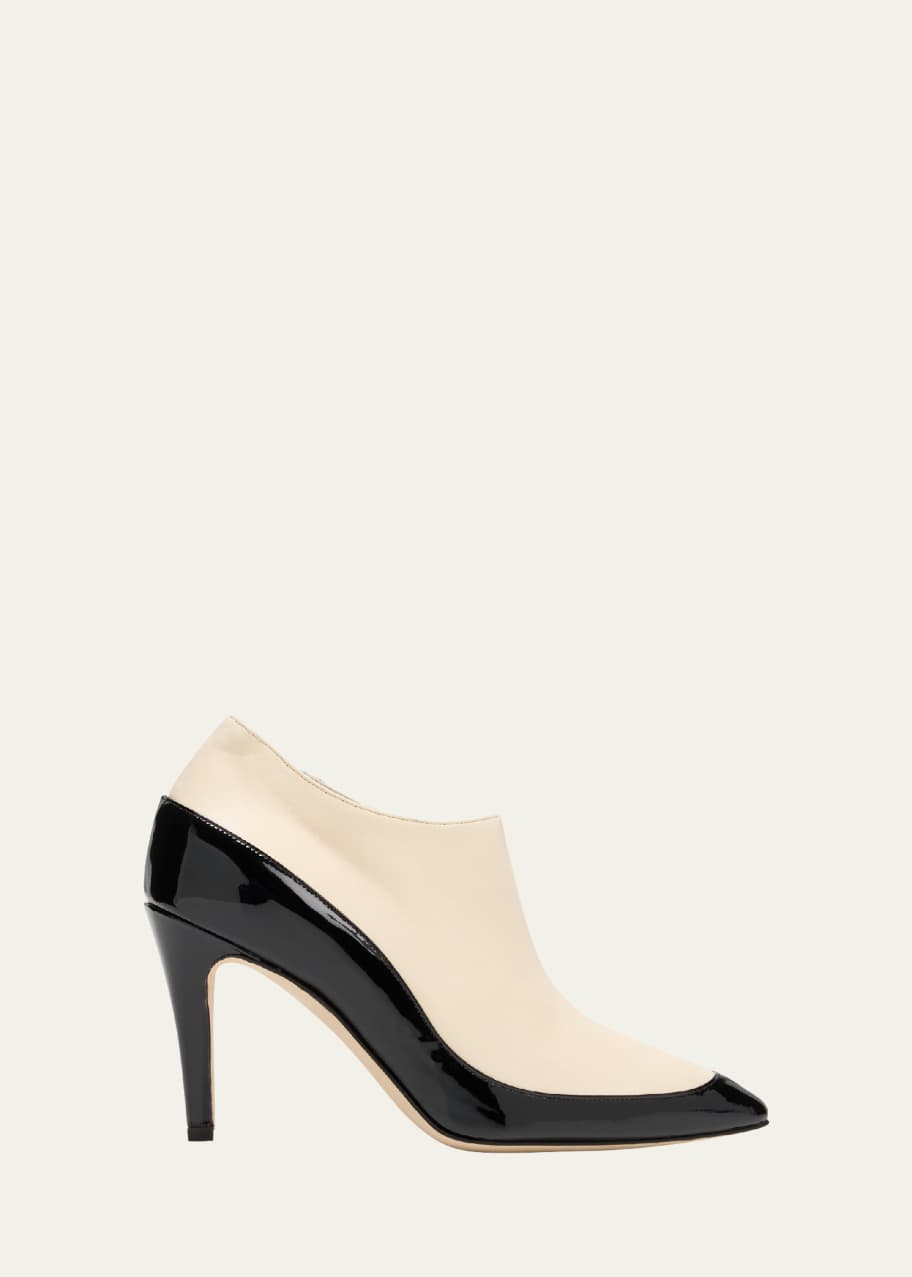 Image 1 of 1: Mixed Leather Low-Cut Ankle Booties