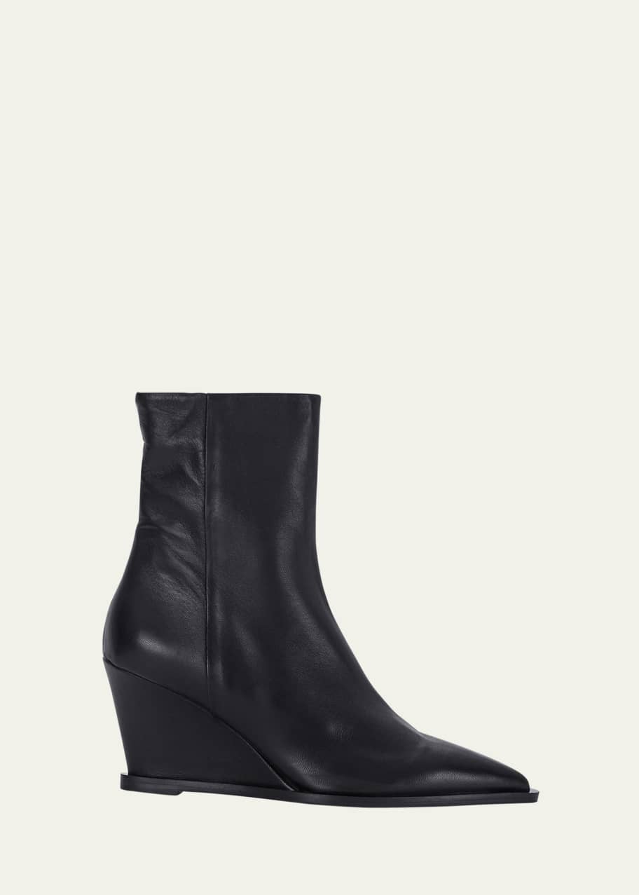 Image 1 of 1: Pratella Leather Wedge Ankle Booties