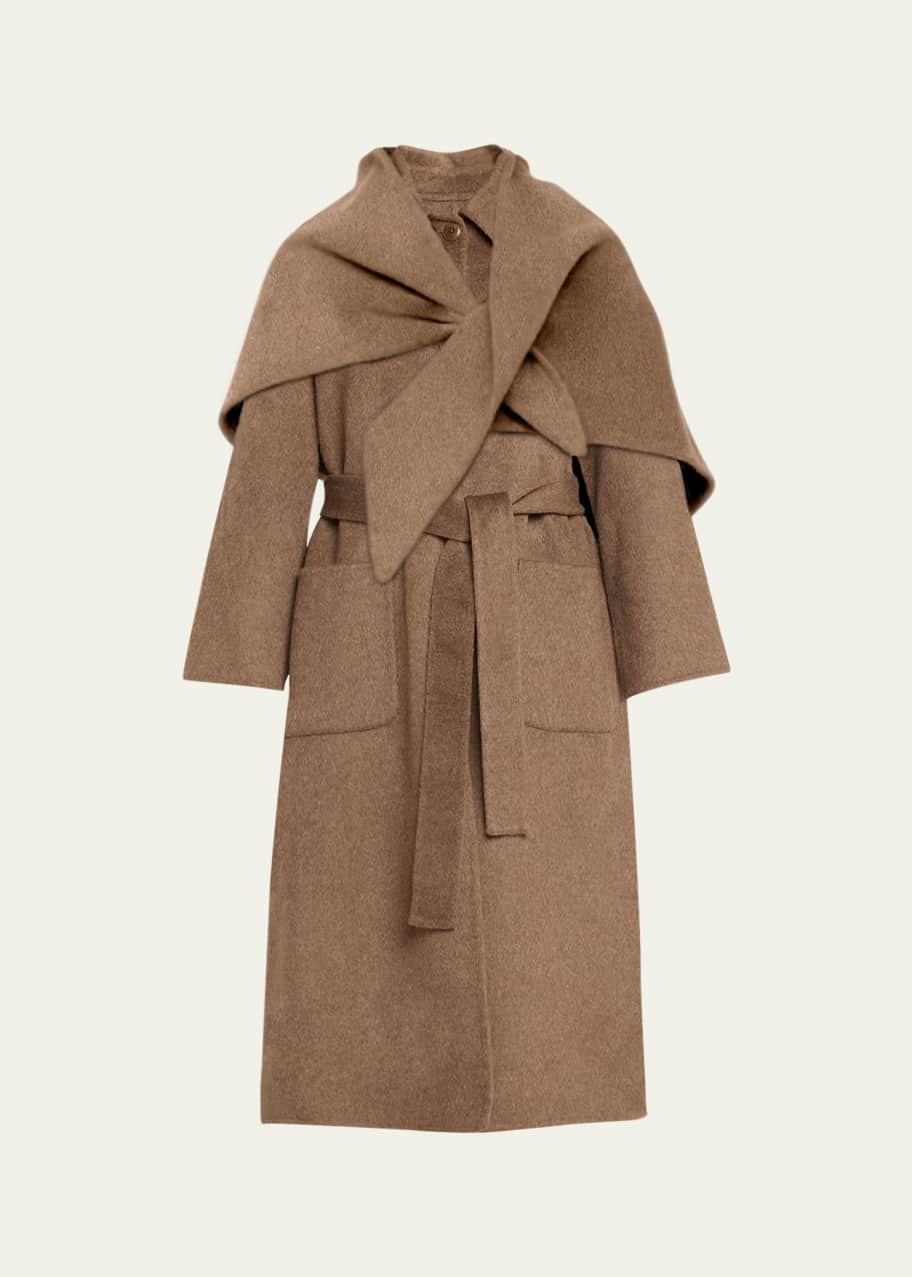 Sea Viv Long Wool Coat with Detachable Scarf - Bergdorf Goodman