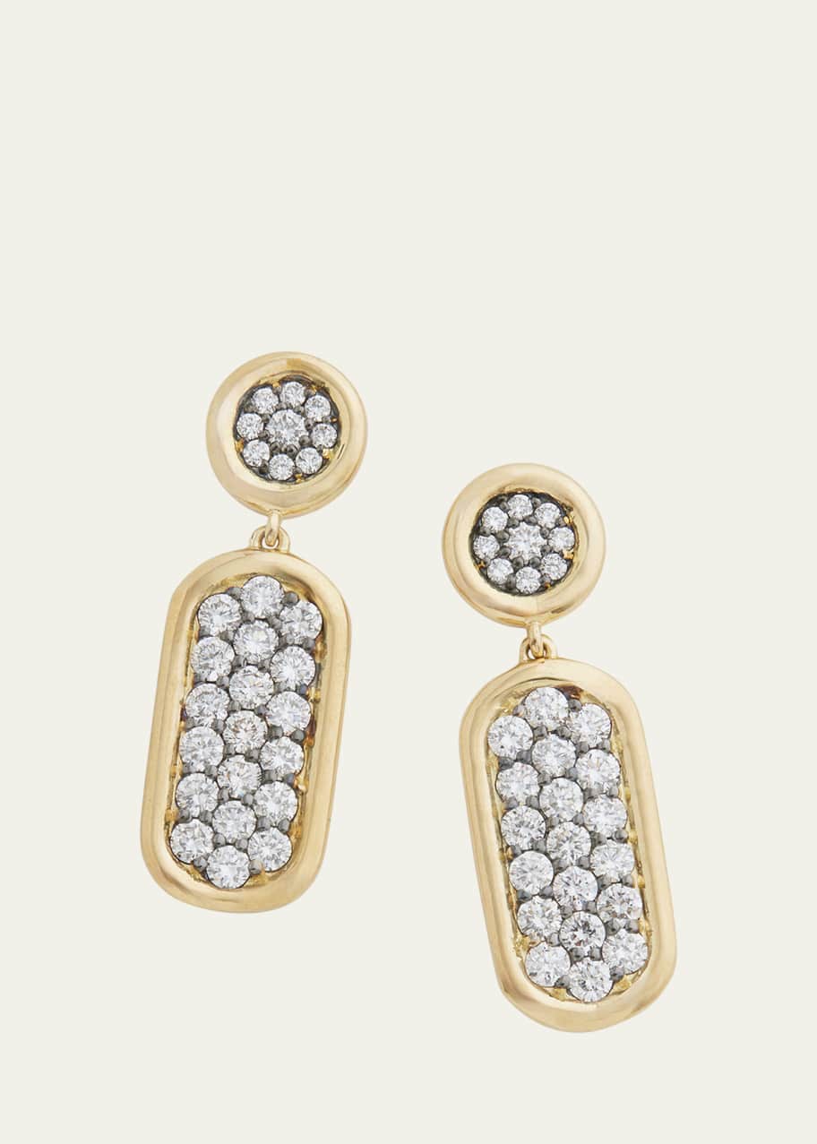 Image 1 of 1: 18K Yellow Gold Oval Drop Earrings with Blackened Diamonds