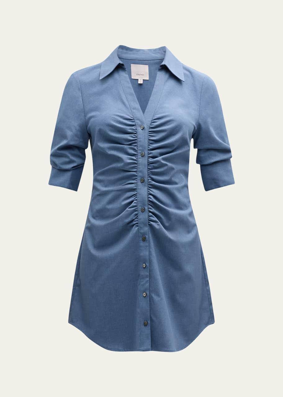 Image 1 of 1: Elina Ruched Short-Sleeve Mini Dress