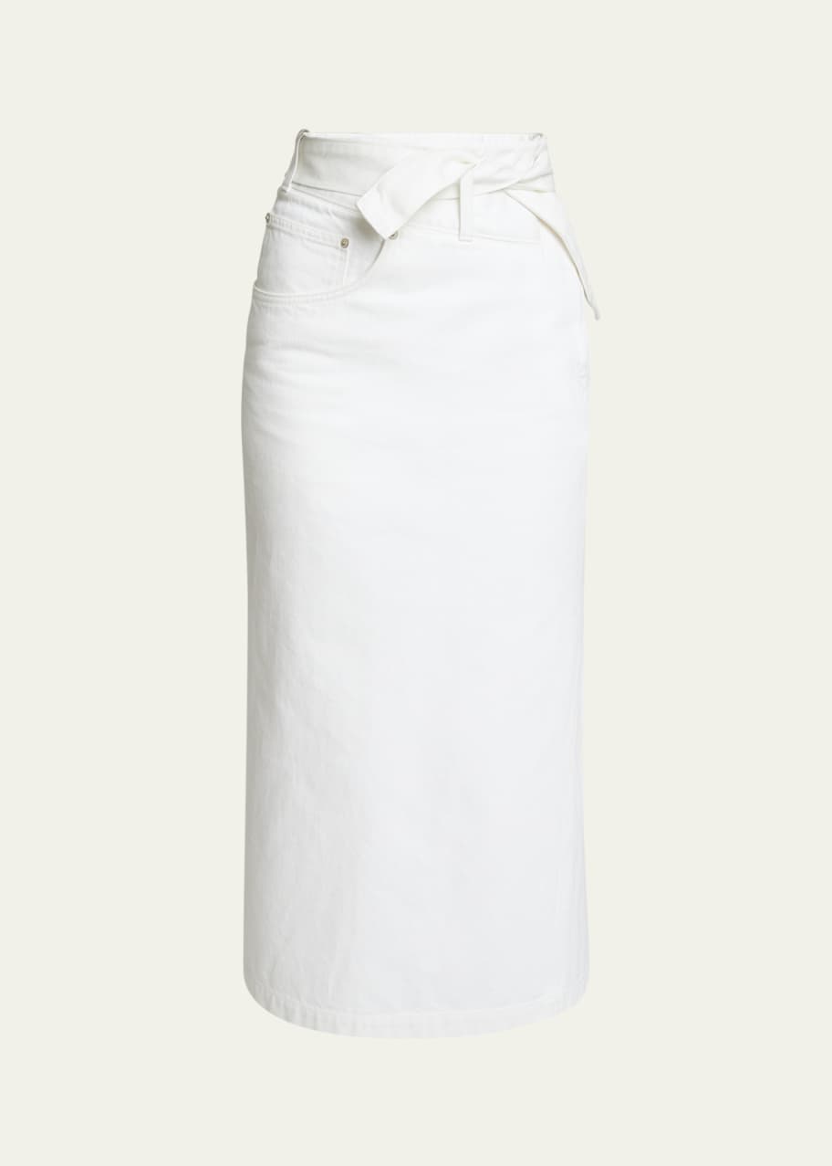Image 1 of 1: Deconstructed Denim Wrap Waist Skirt