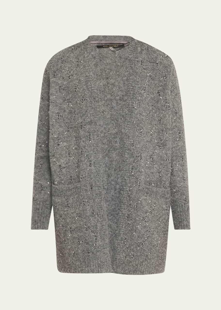 Image 1 of 1: Reeve Open-Front Sequin Cardigan