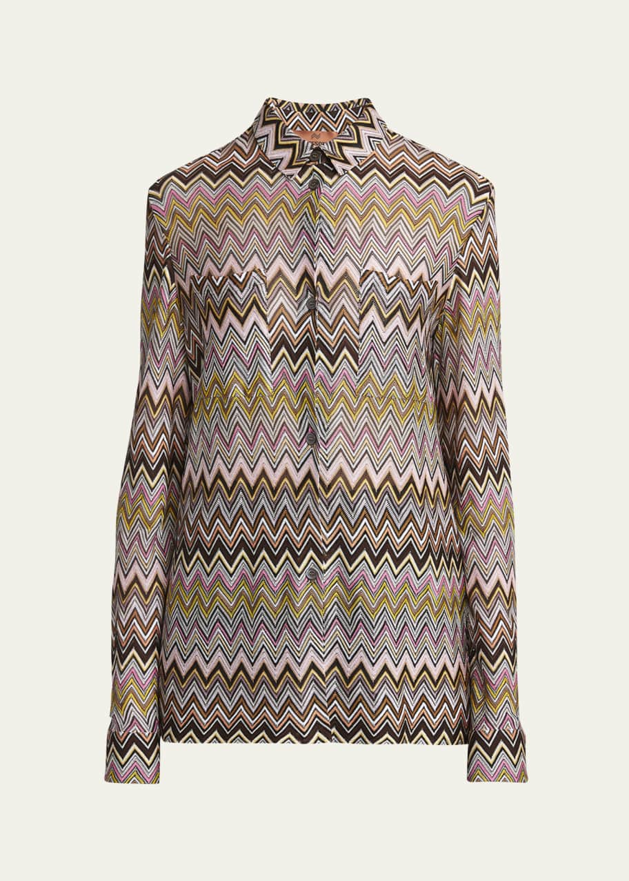 Image 1 of 1: Chevron Button Down Blouse