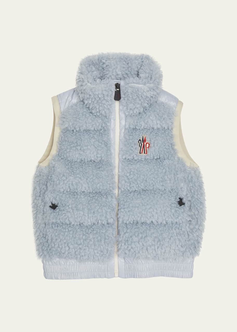 Moncler Grenoble Girl's Quilted Faux Shearling Vest, Size 8-14