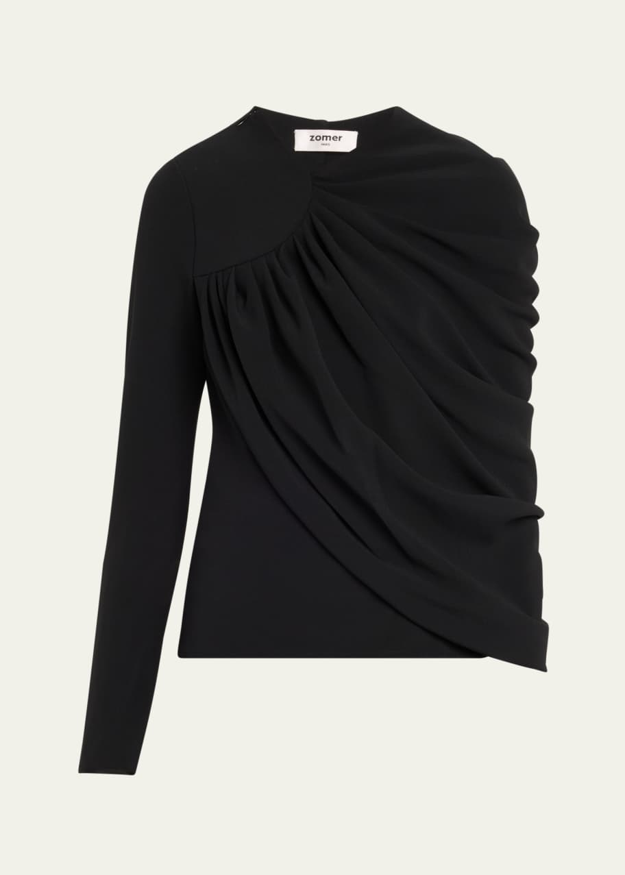 Image 1 of 1: Jersey Gathered Shoulder Top