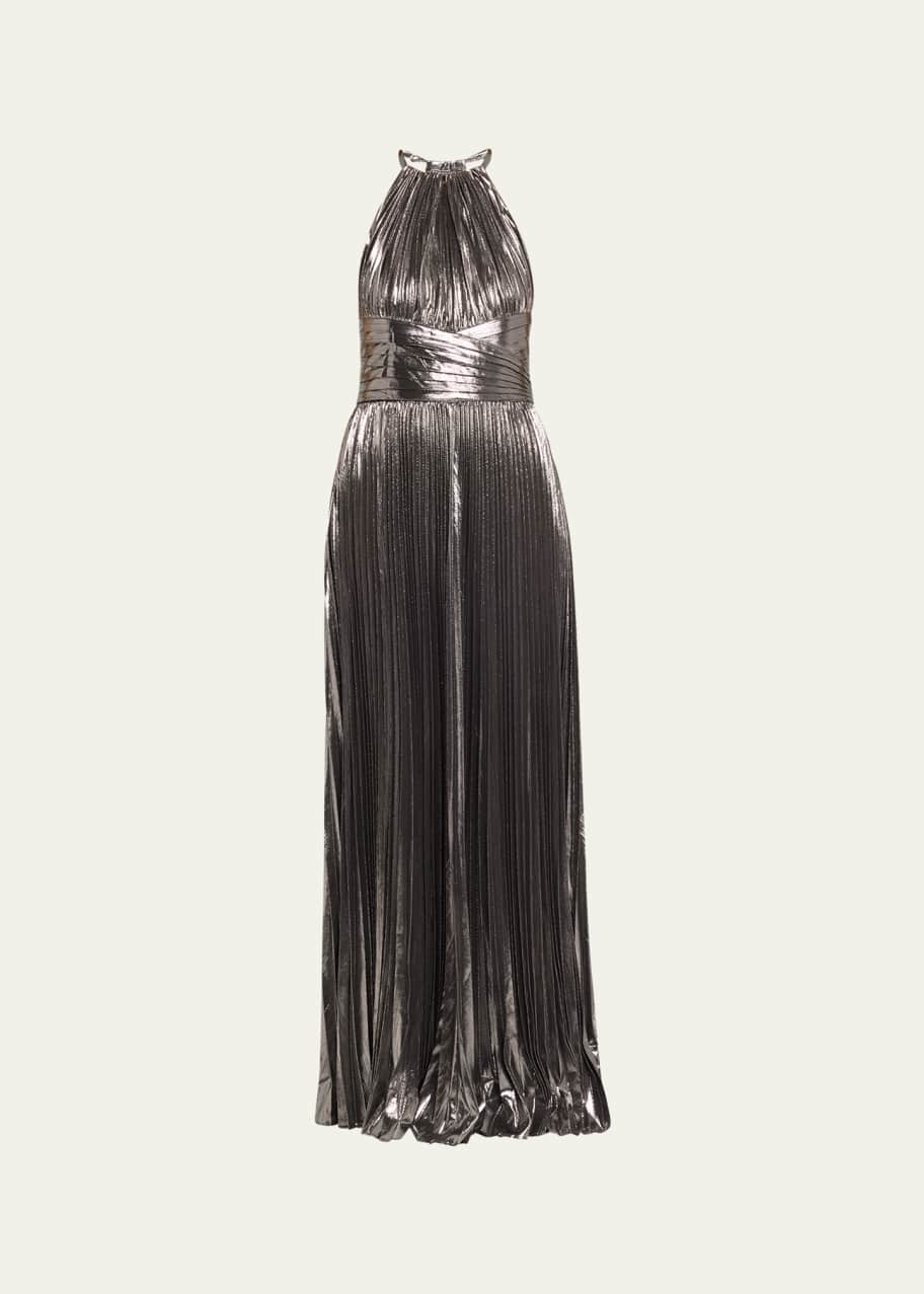 Retrofete Reiss Metallic Backless Tie-Back Halter Gown - Bergdorf Goodman