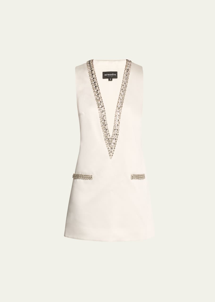 Image 1 of 1: Nancie Crystal Plunging Mini Dress