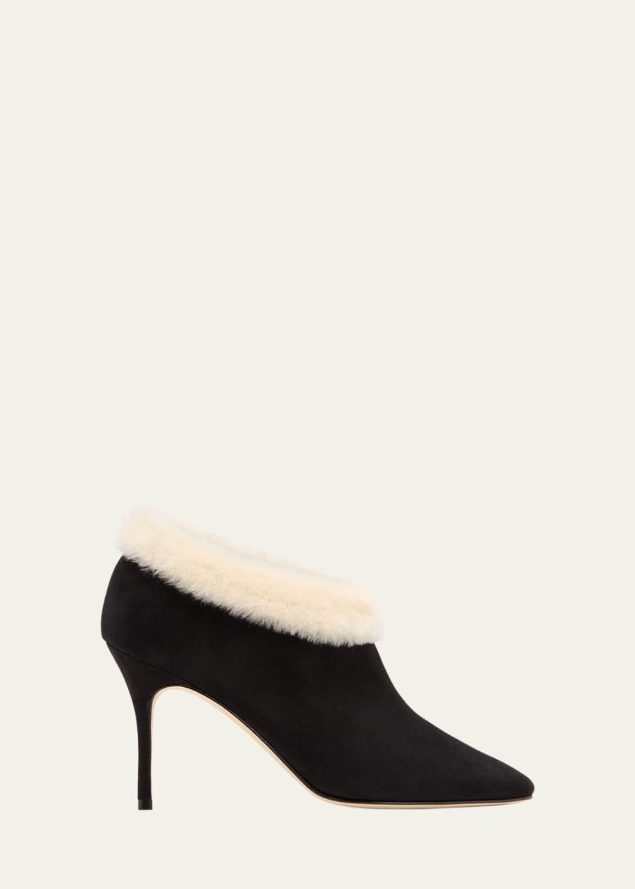 Image 1 of 1: Escaria Suede Shearling High-Cut Pumps
