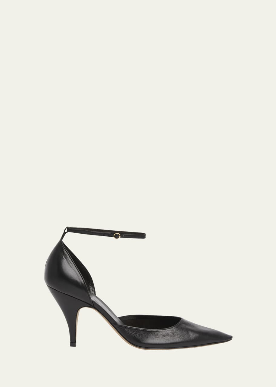 THE ROW Liisa Leather D'Orsay Ankle-Strap Pumps - Bergdorf Goodman