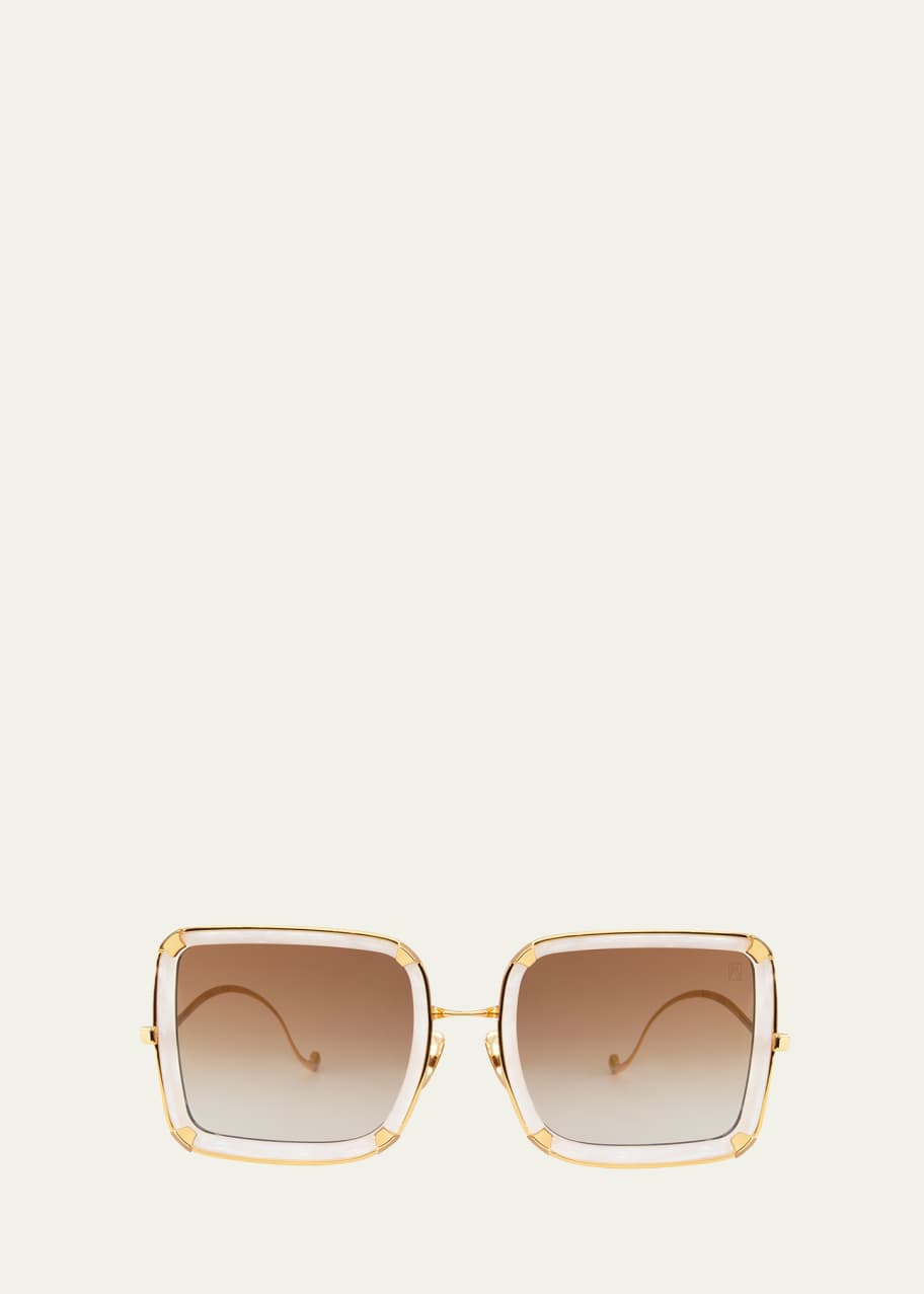 Image 1 of 1: White Moon Mixed-Media Square Sunglasses