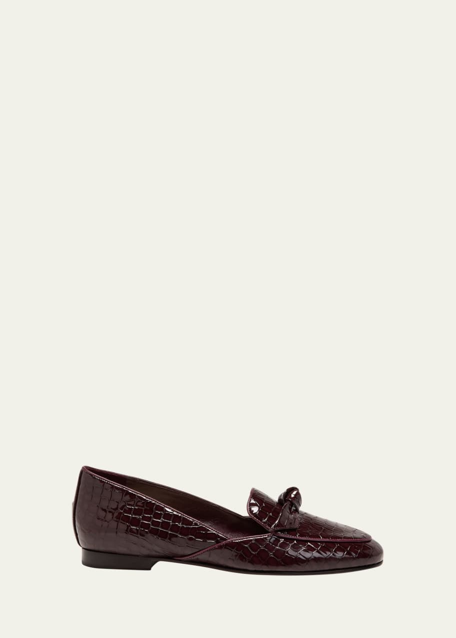 Image 1 of 1: Clarita Patent Croco Bow Loafers