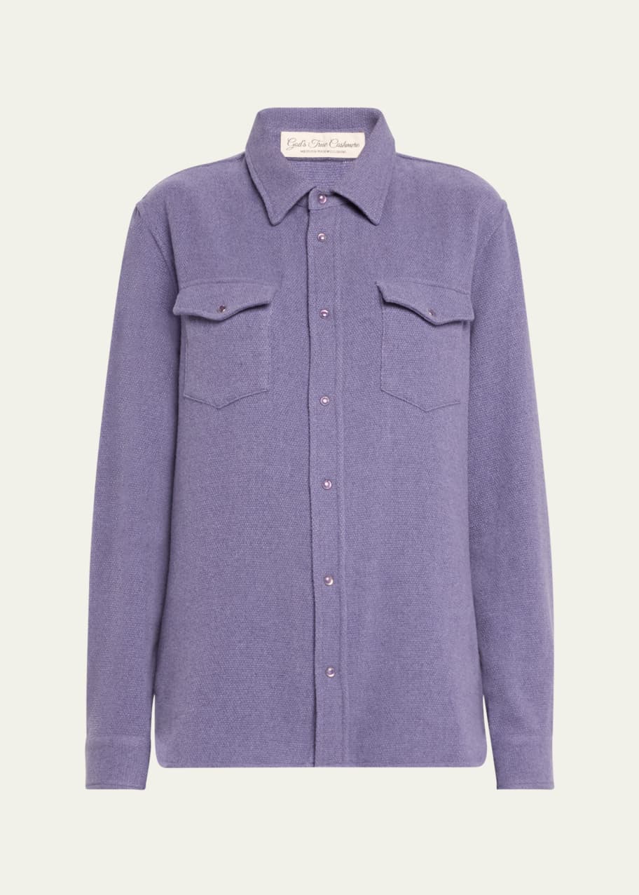 Image 1 of 1: Cashmere Button-Front Shirt
