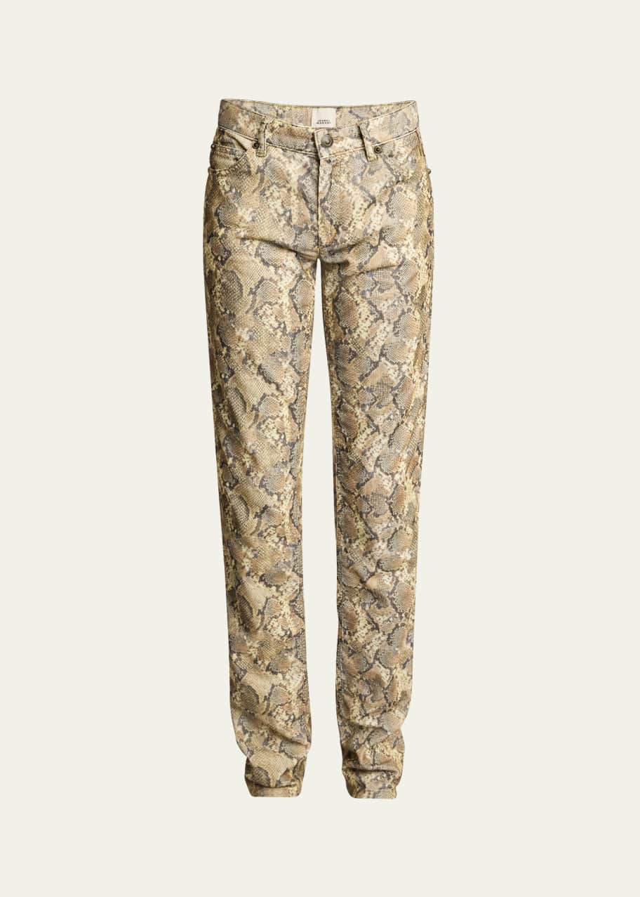 Image 1 of 1: Ferni Snake-Print Velvet Pants