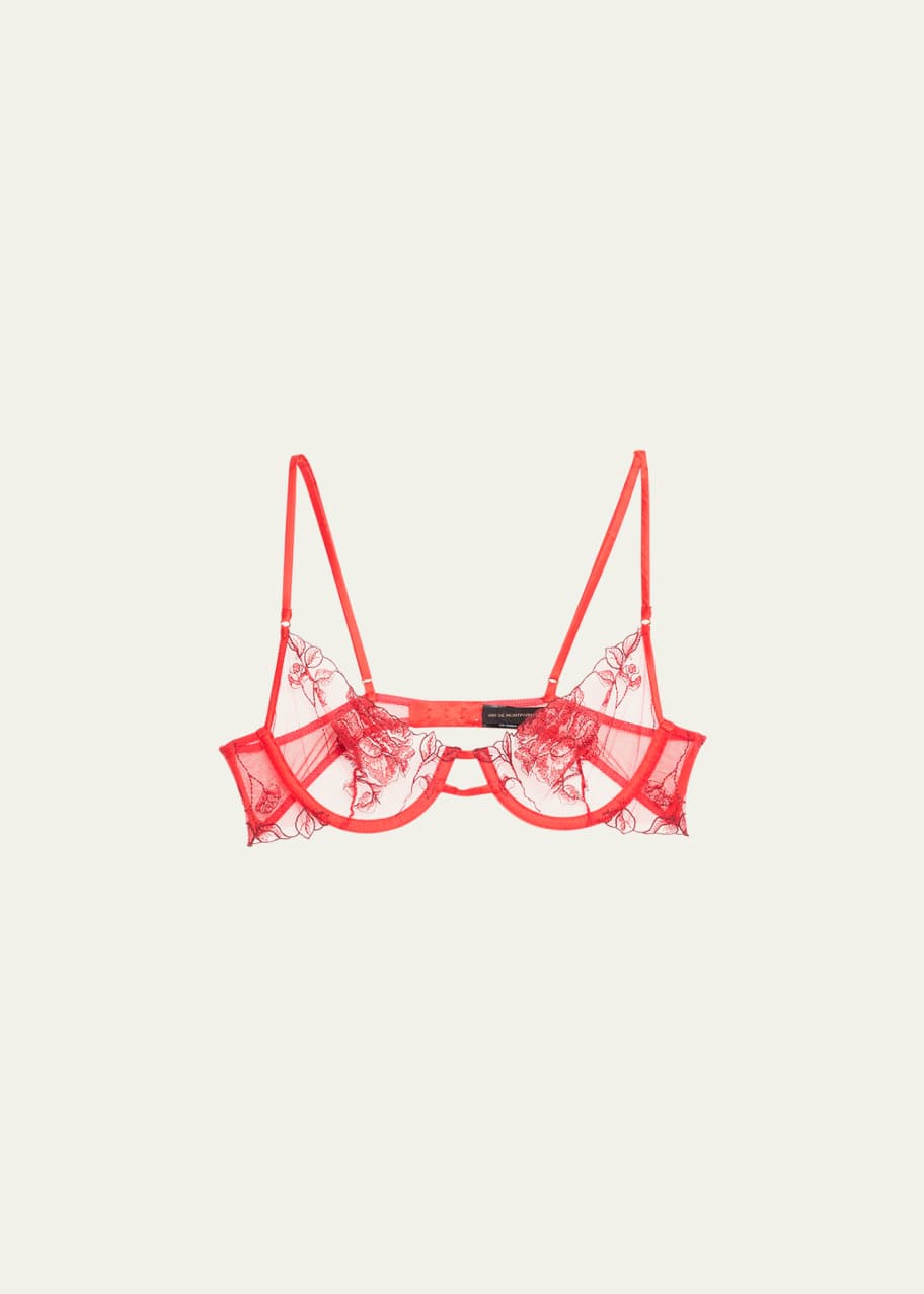 Image 1 of 1: Dominique Floral-Embroidered Demi Bra