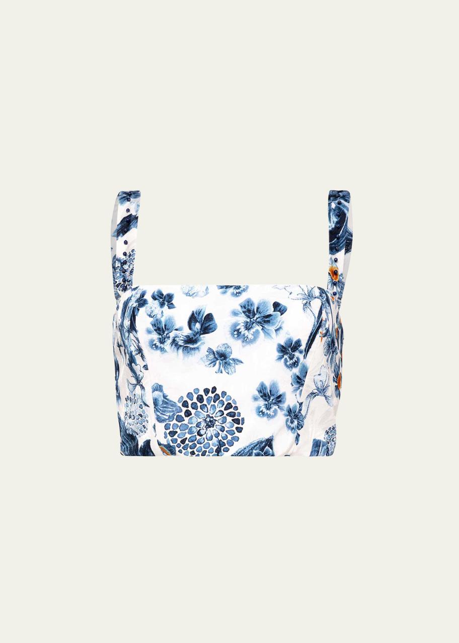 Agua by Agua Bendita Cacao Square-Neck Crop Top - Bergdorf Goodman