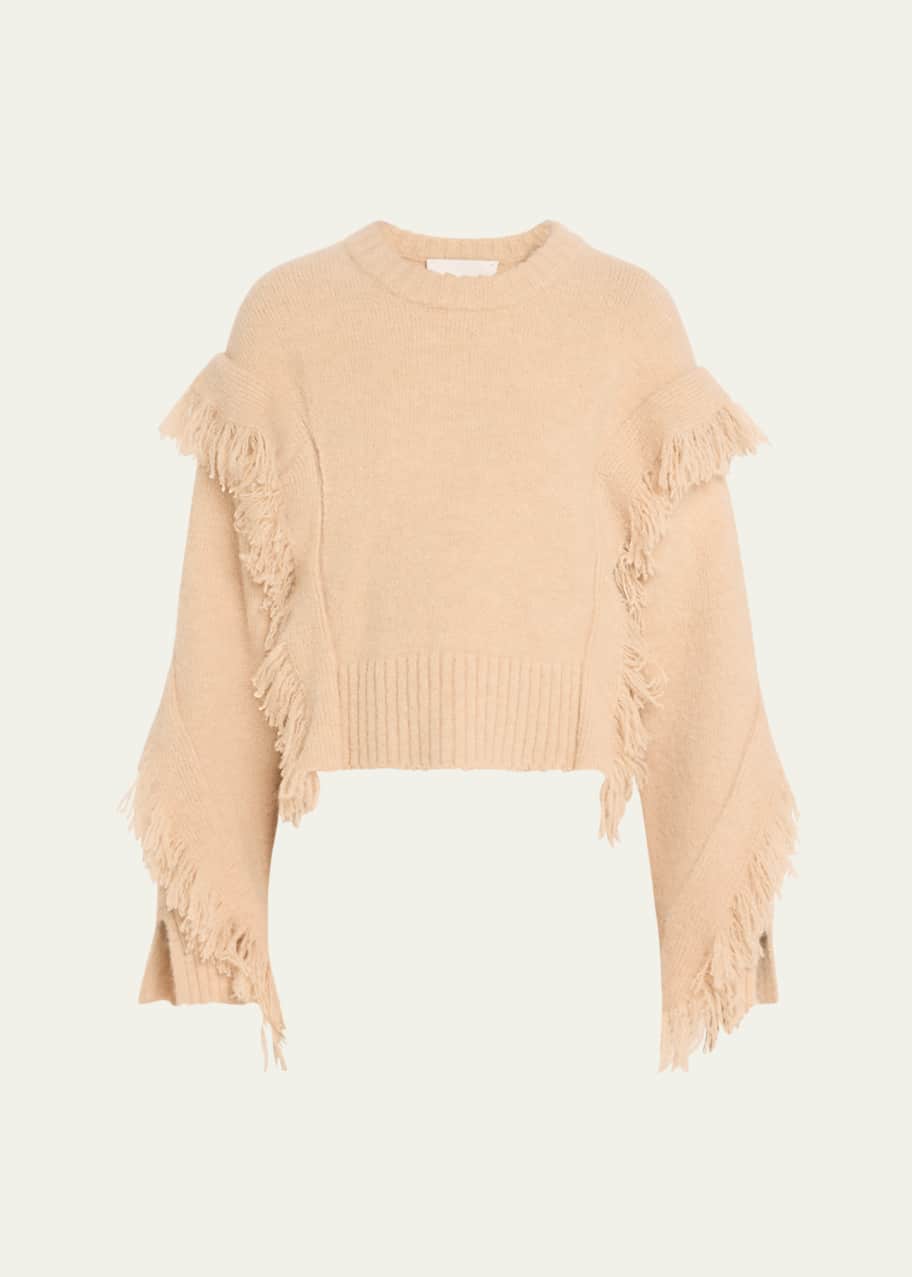 Image 1 of 1: Crewneck Fringe Sweater