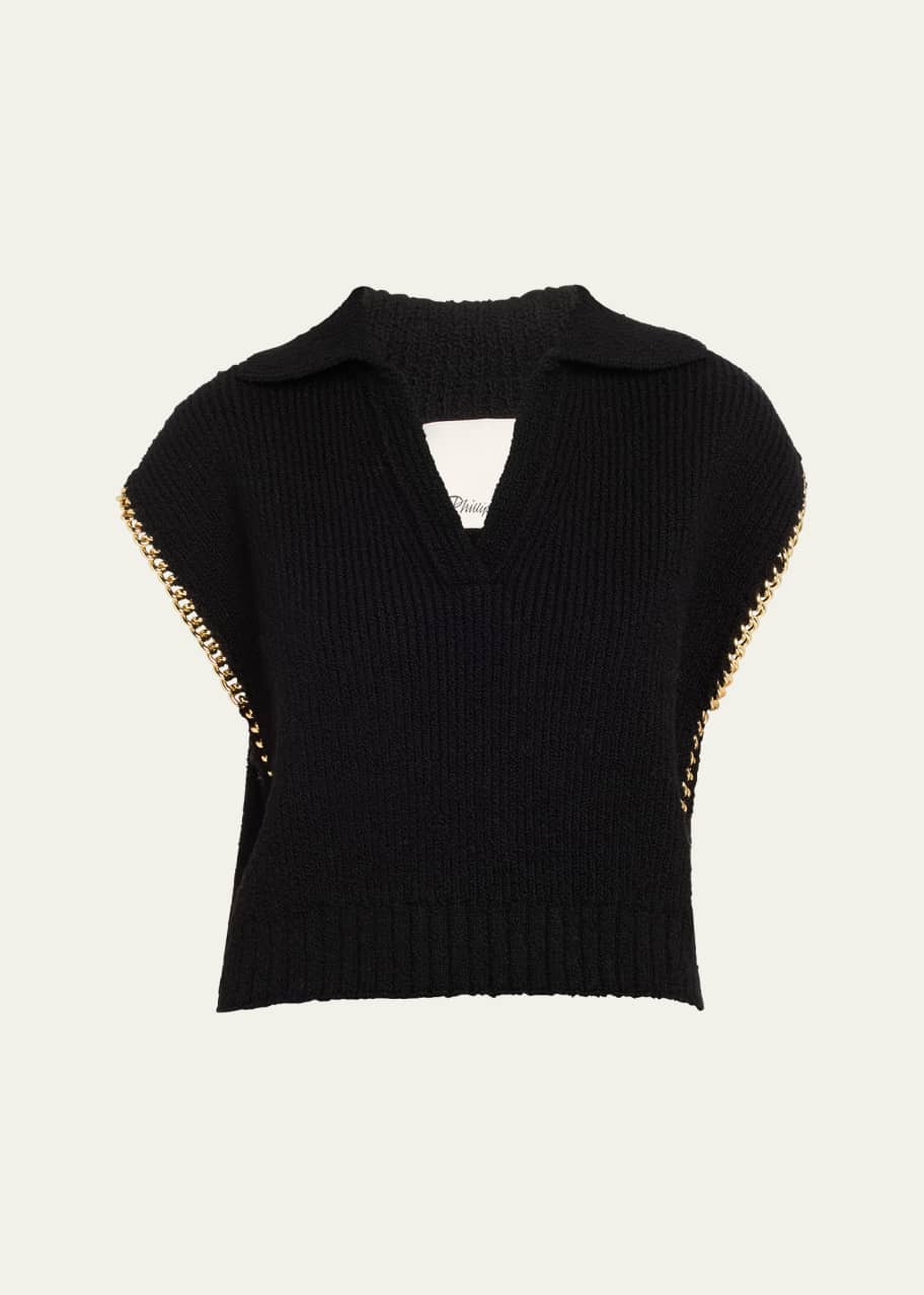 Image 1 of 1: Cropped Chain Polo Top