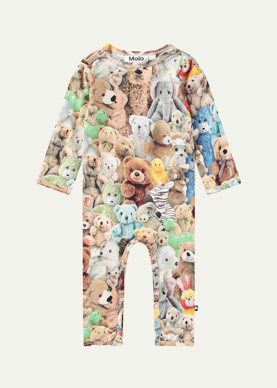 Image 1 of 1: Girl's Fenez Stuffed Animals-Print Coverall, Size Newborn-24M
