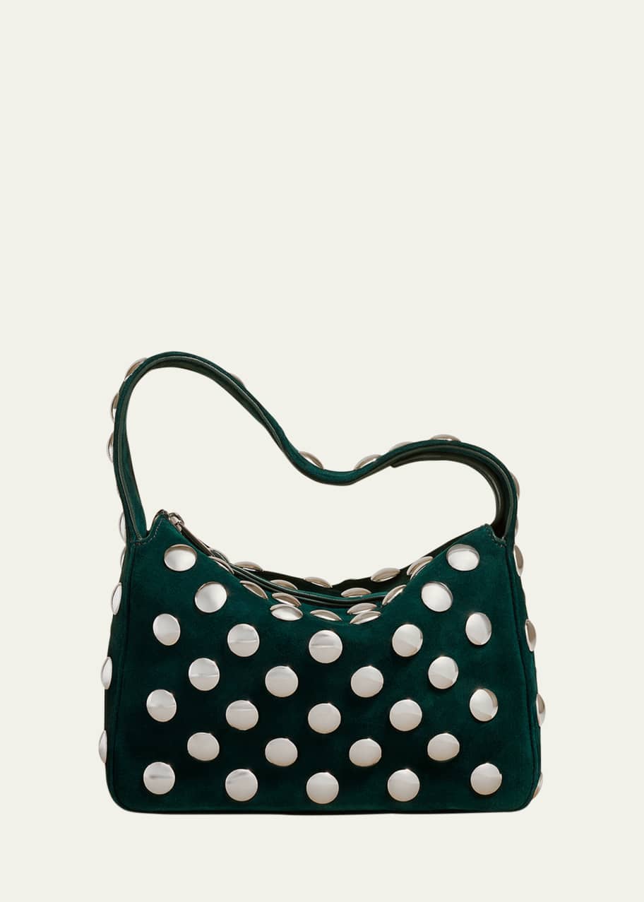 Image 1 of 1: Elena Small Studded Suede Top-Handle Bag