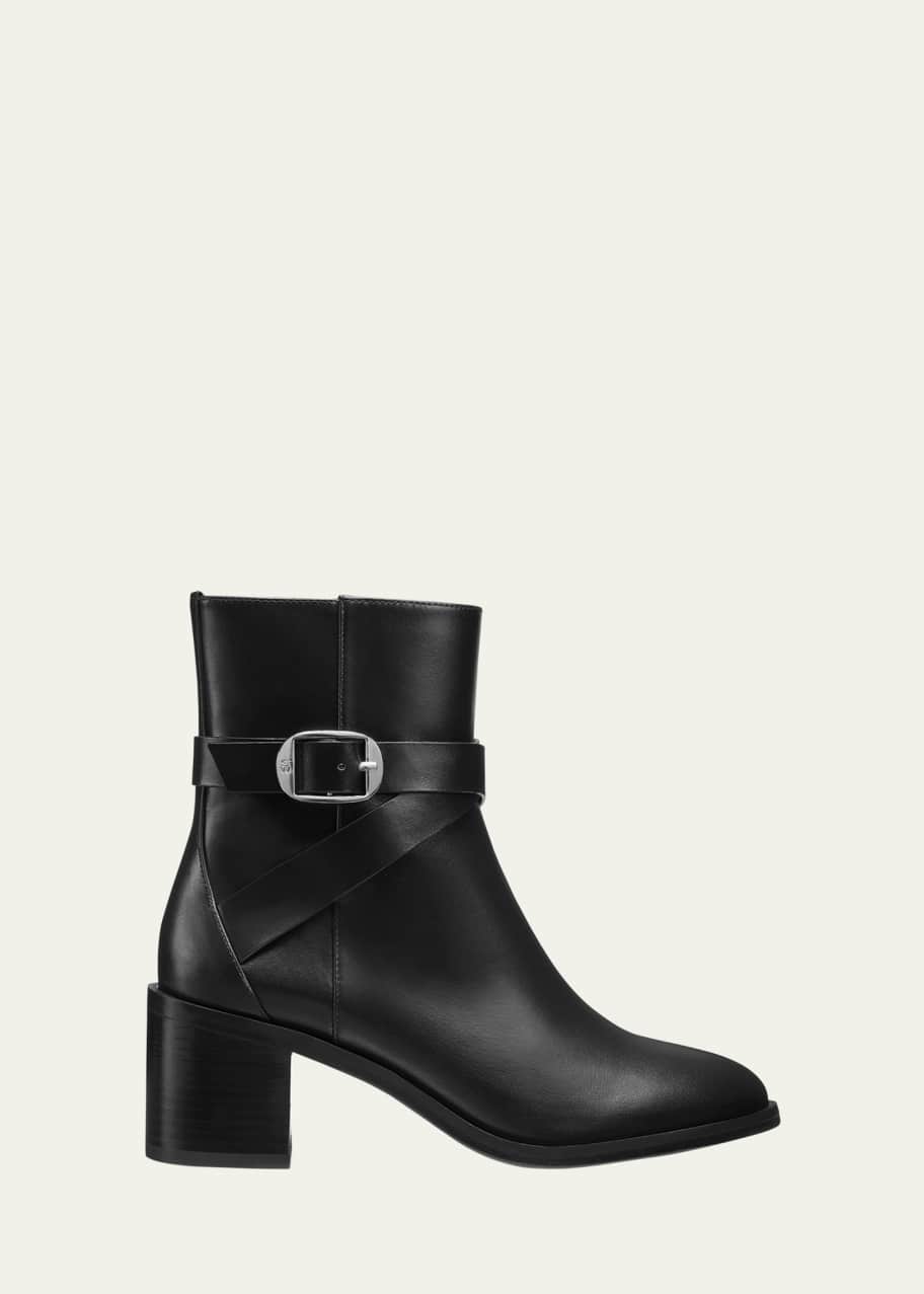 Image 1 of 1: Esme Leather Buckle Zip Booties