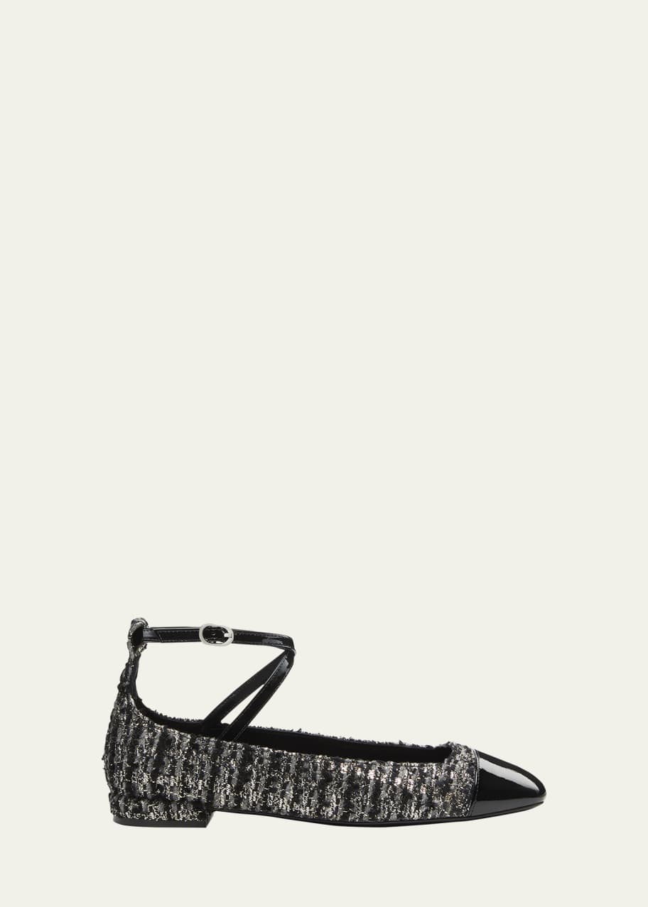 Image 1 of 1: Eden Tweed Crisscross Ballerina Flats