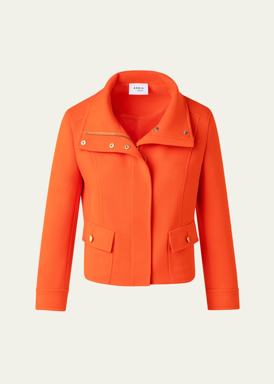 Image 1 of 1: Fitted Wool Tricotine Jacket