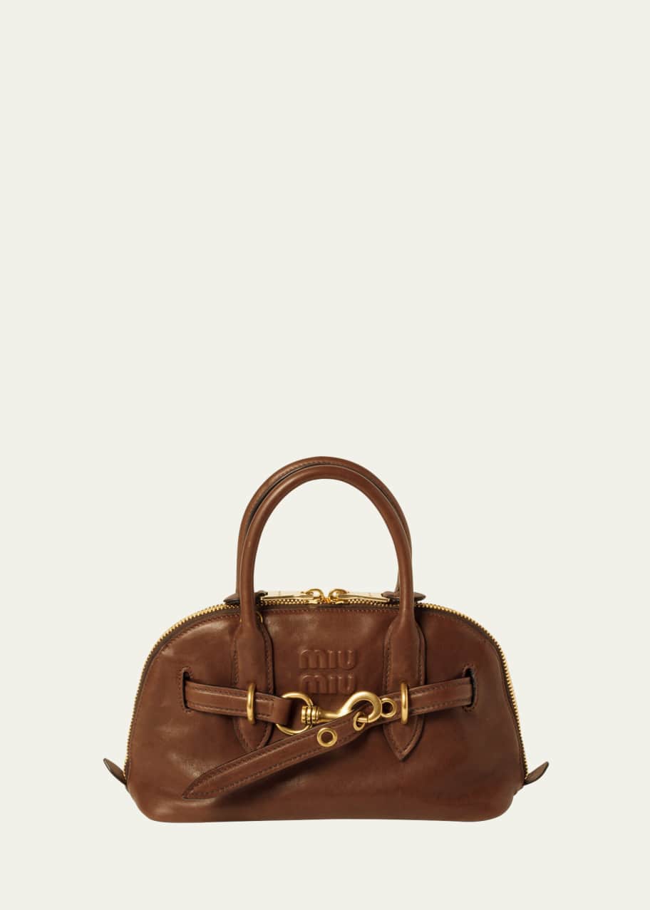Image 1 of 1: Lamb Leather Top-Handle Bag