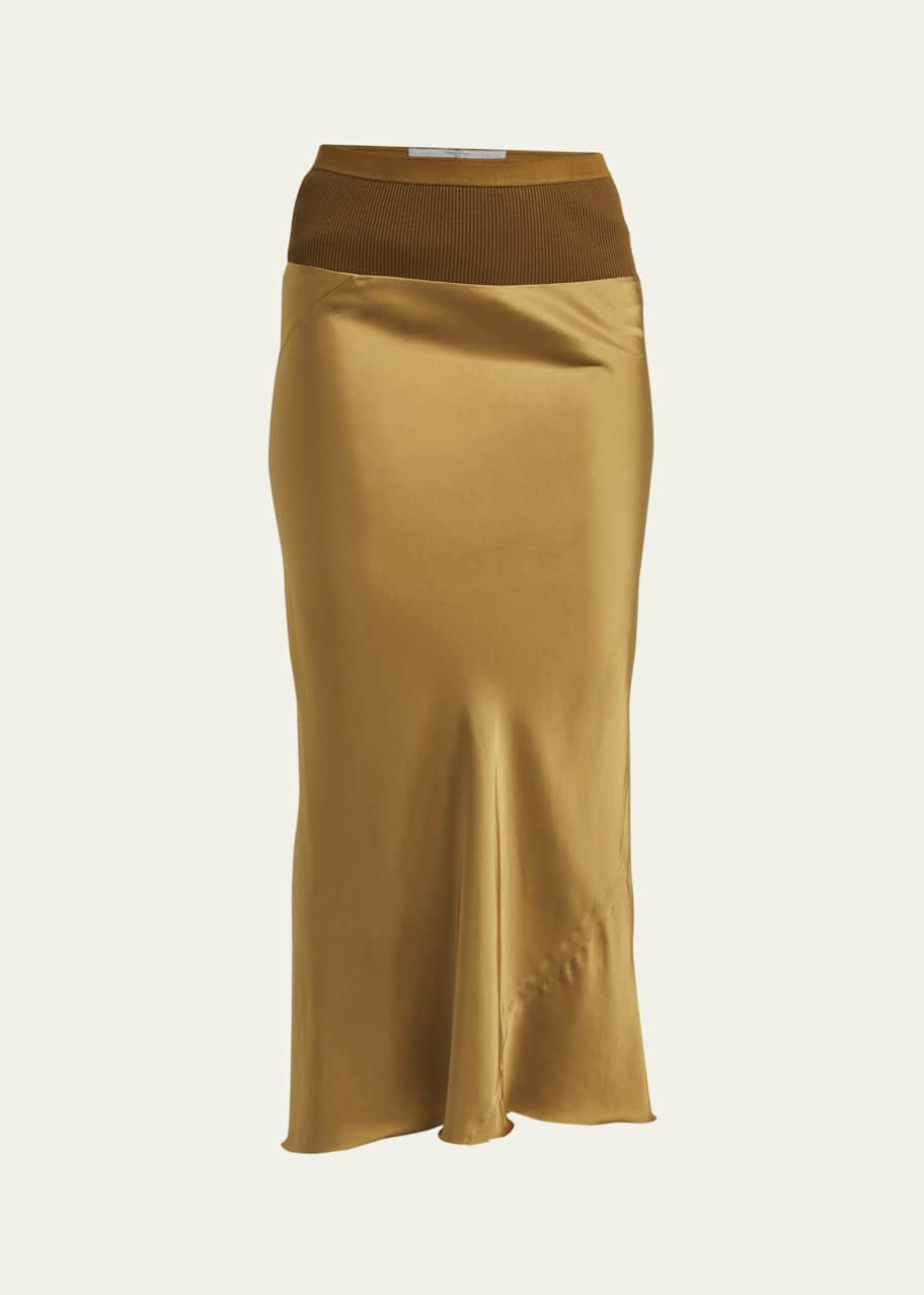 Image 1 of 1: Satin Bias Midi Skirt