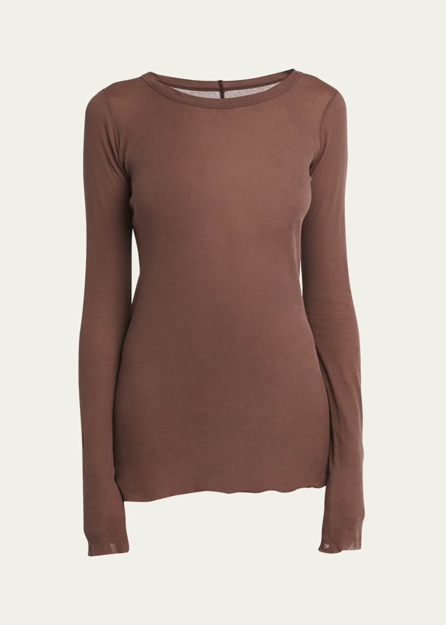 Image 1 of 1: Cotton Rib Long-Sleeve Crew T-Shirt