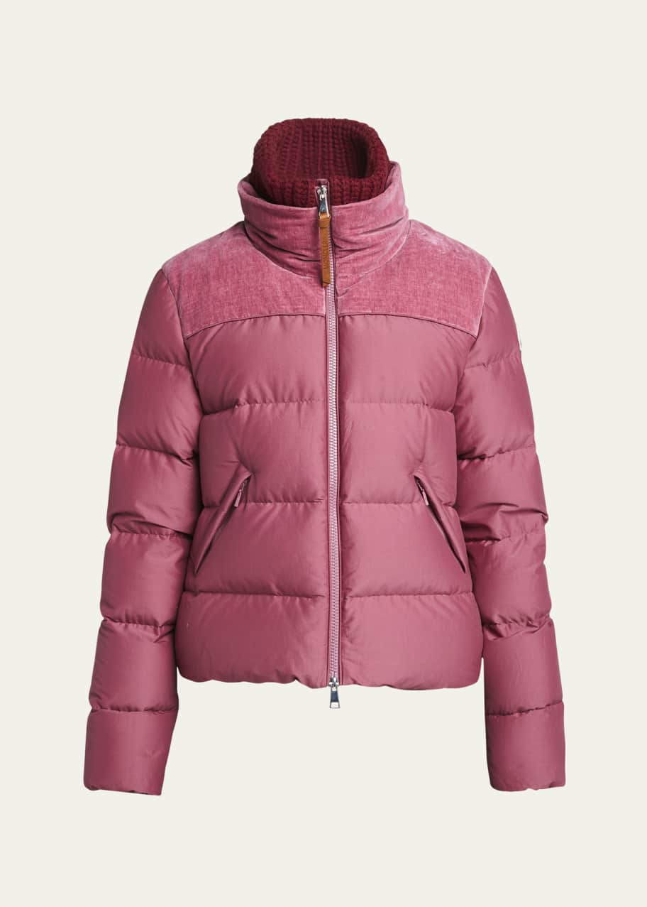 Image 1 of 1: Auffrique Velvet-Trim Puffer Jacket