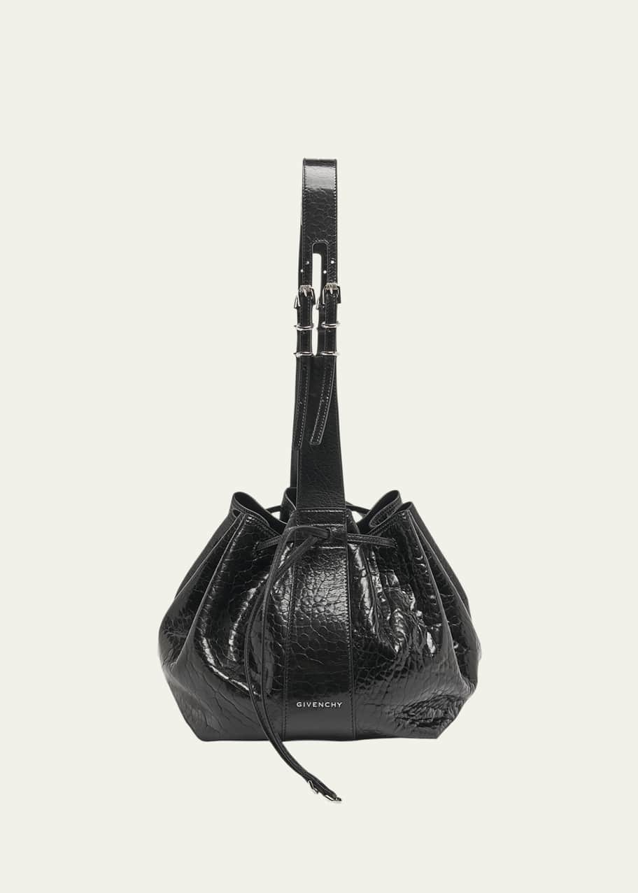 Image 1 of 1: Pumpkin Medium Shoulder Bag in Embossed Leather