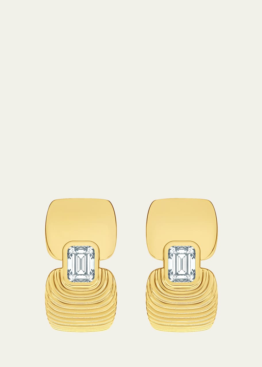 Image 1 of 1: 18K Yellow Gold Adir Diamond Huggie Earrings