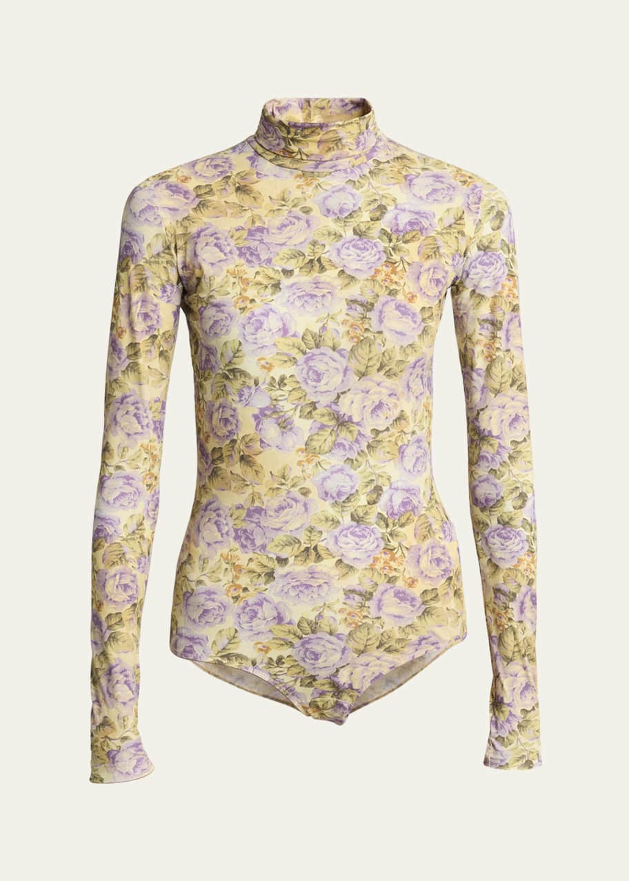 Image 1 of 1: Floral Mock-Neck Bodysuit
