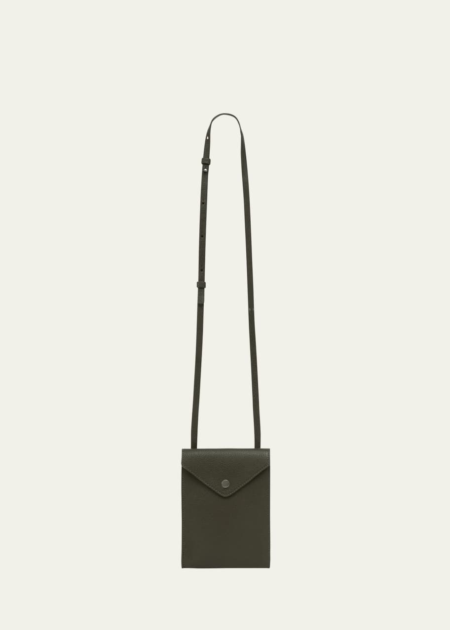 Image 1 of 1: Men's Enveloppe Leather Pouch with Strap