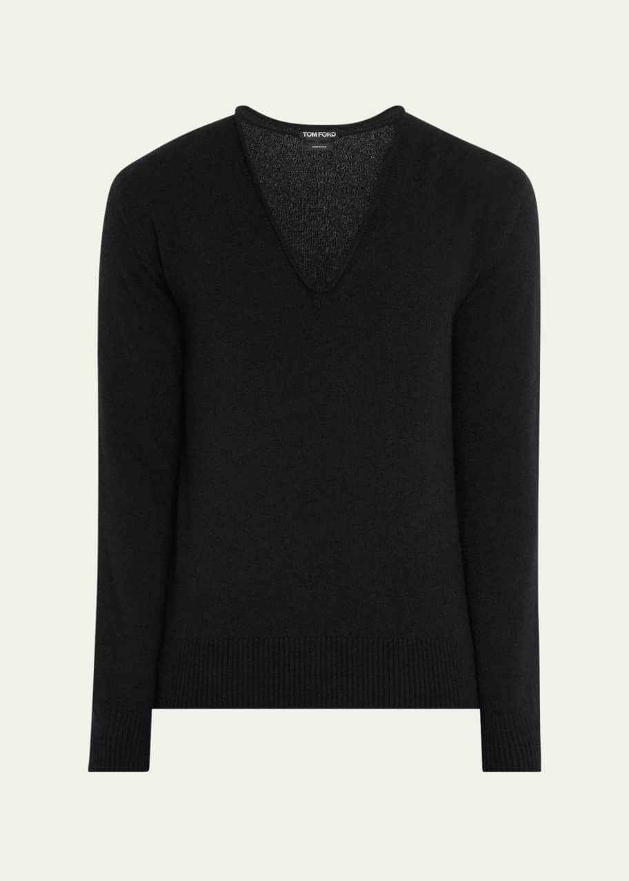 Image 1 of 1: Men's Cashmere and Silk V-Neck Sweater