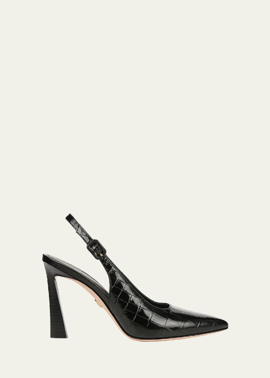 Image 1 of 1: Callie Leather Cap-Toe Slingback Pumps