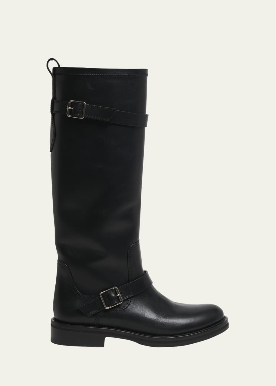 Image 1 of 1: Biork Leather Buckle Biker Boots