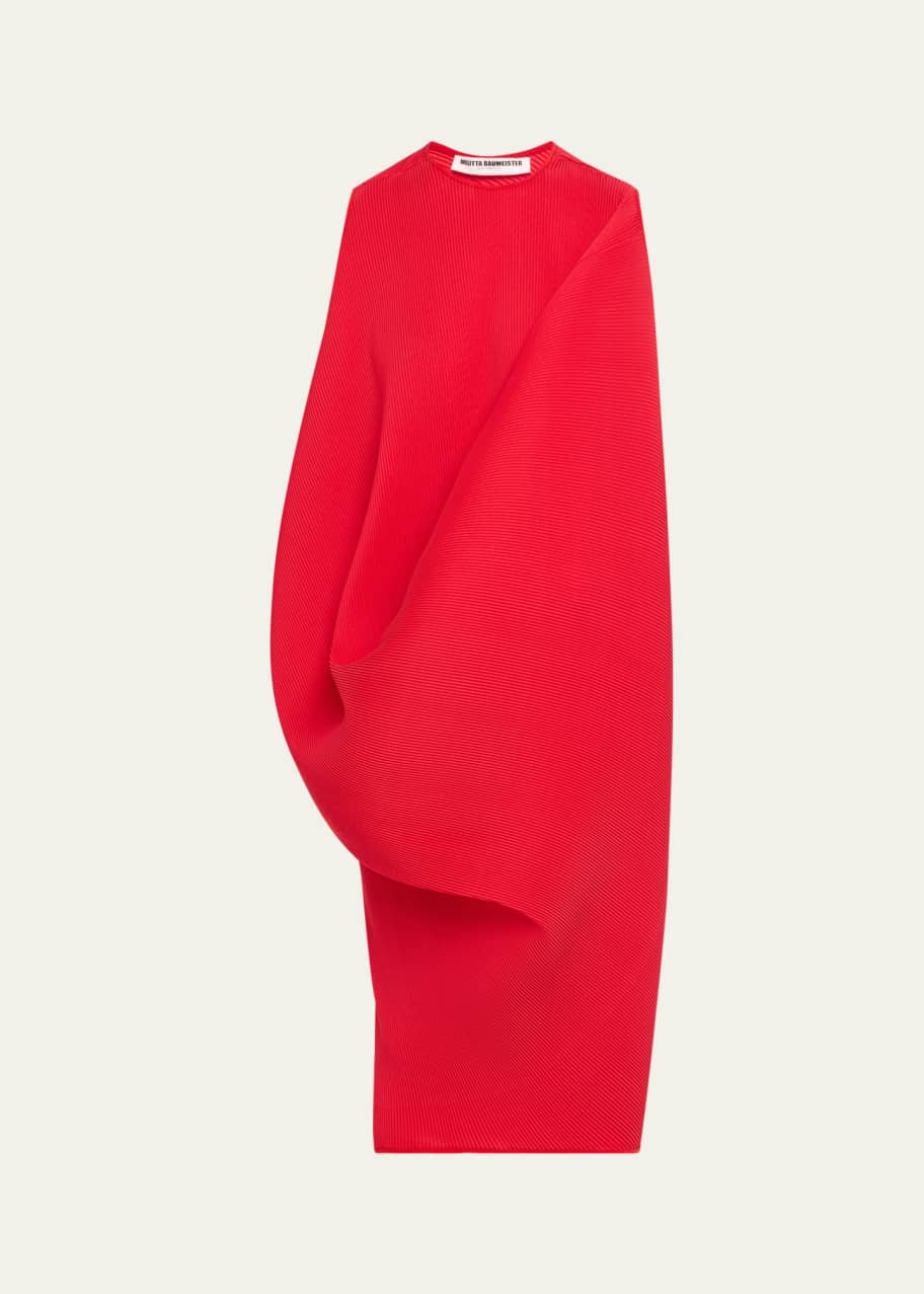 Image 1 of 1: Drape Pleated Sleeveless Midi Dress