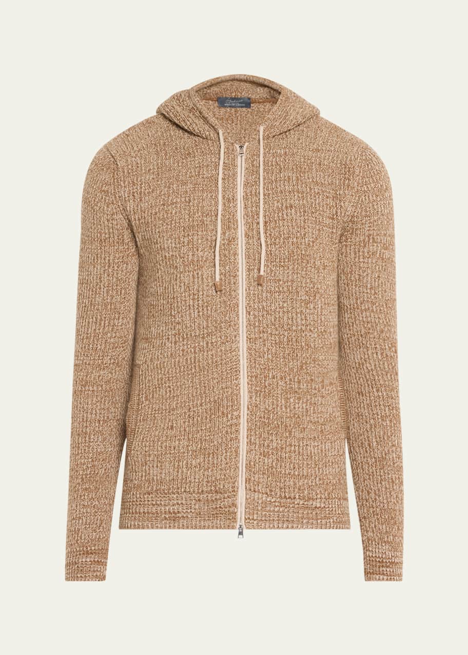 Image 1 of 1: Men's Cashmere Rib Full-Zip Hoodie