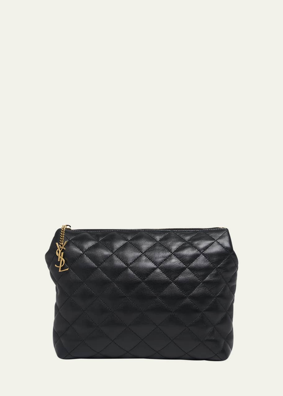 Image 1 of 1: Large Cosmetic Pouch in Lambskin Leather
