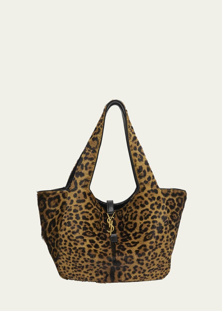 Bea YSL Leopard Print Tote Bag in Calf Hair and Leather