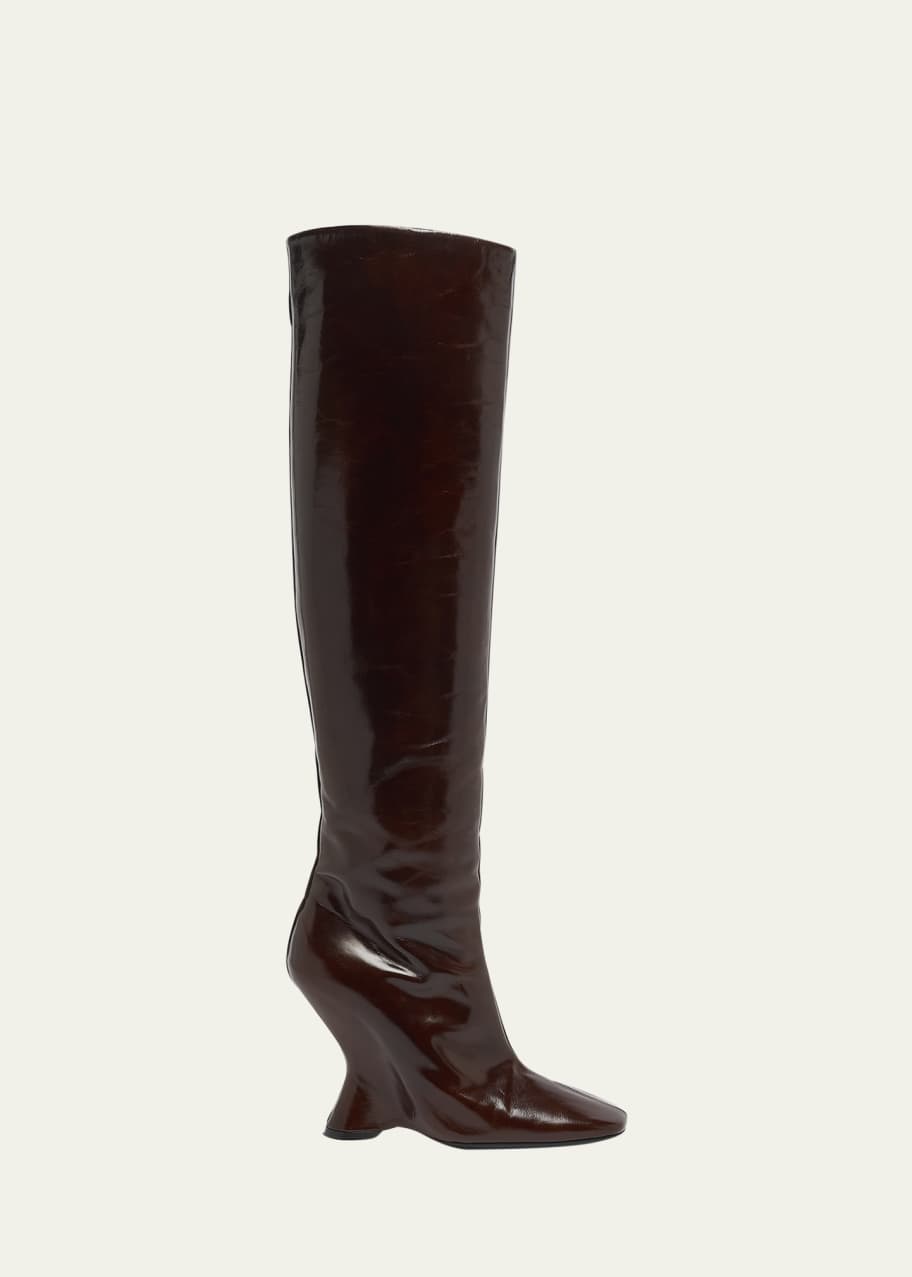 Dries Van Noten Glove Leather Wedge Knee Boots - Bergdorf