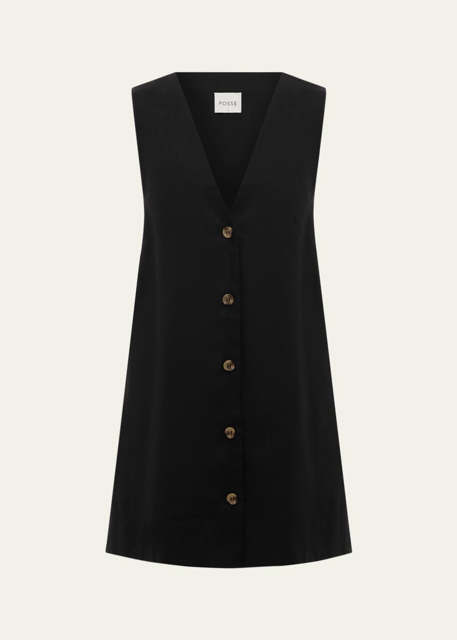 Posse Nancy Sleeveless Linen Mini A-line Dress - Bergdorf Goodman