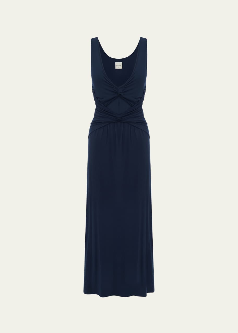 Image 1 of 1: Sasha Sleeveless Jersey Knit V-Neck Maxi Dress