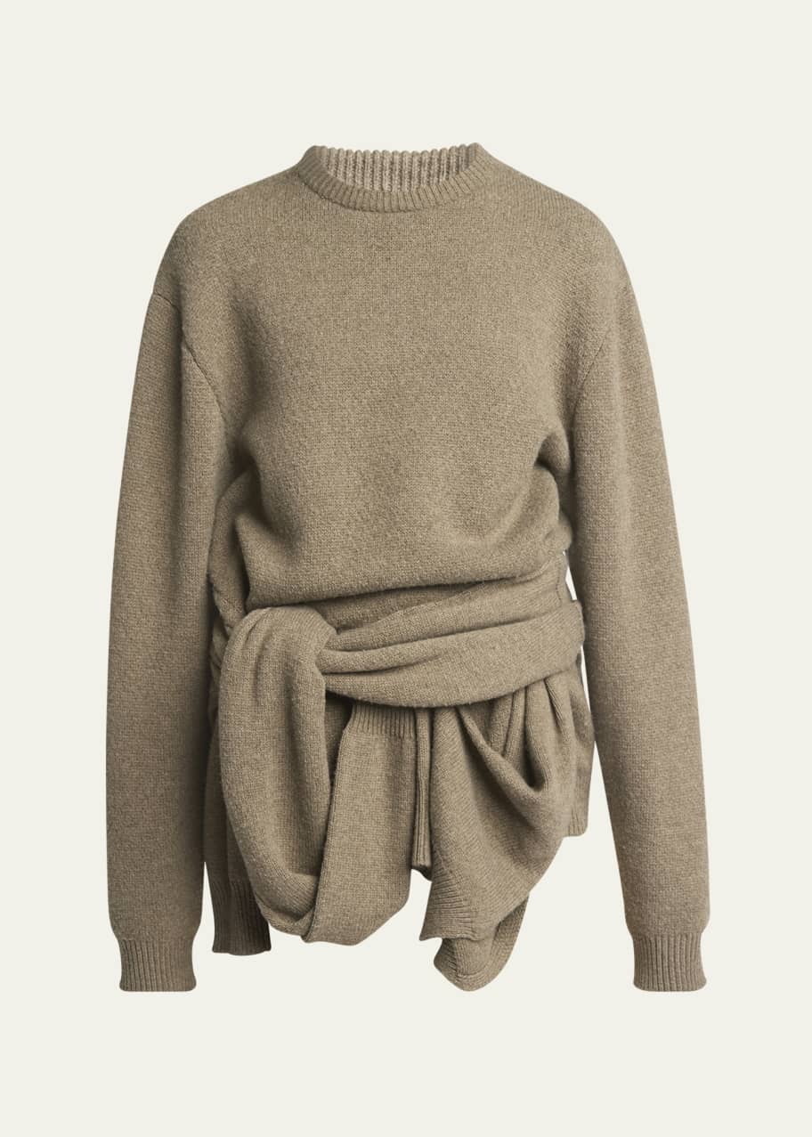 Image 1 of 1: Draped Tie Front Sweater