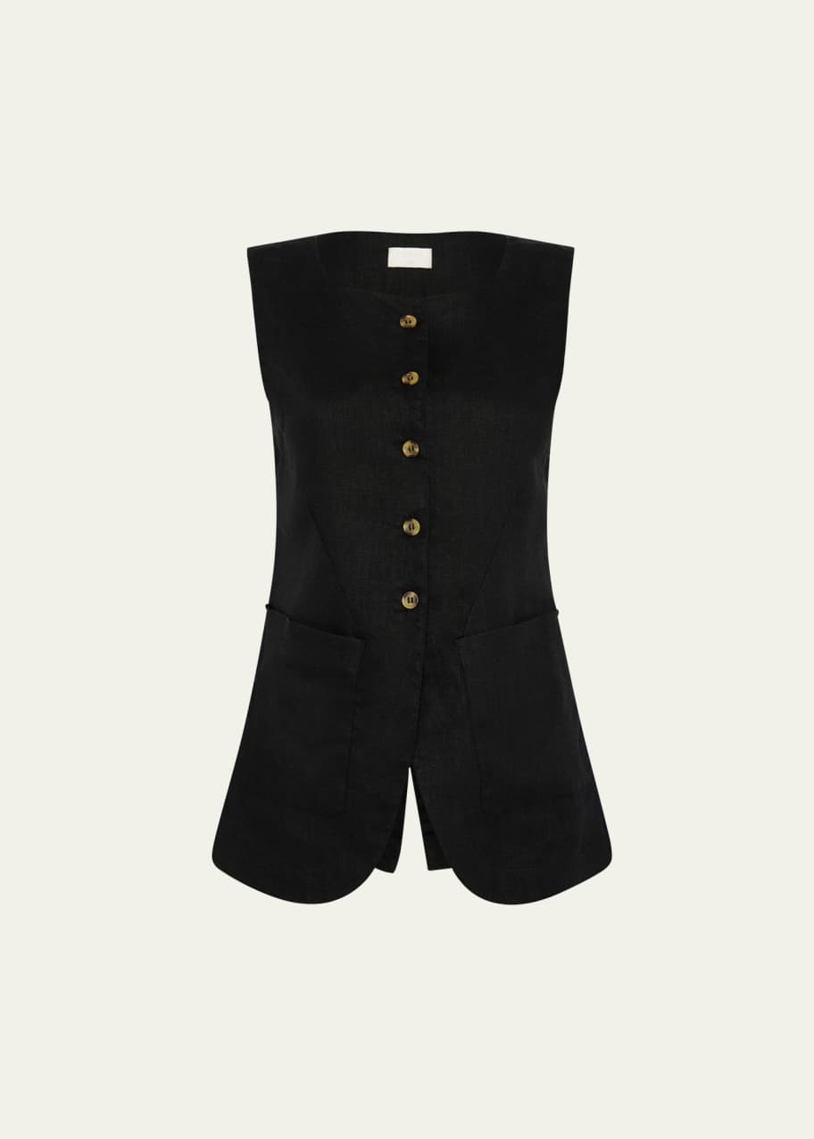 Image 1 of 1: Emma Cutaway Linen Vest