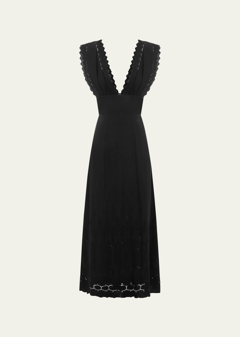 Posse Amelia Embroidered Cotton Sleeveless V-Neck Midi Dress - Bergdorf  Goodman
