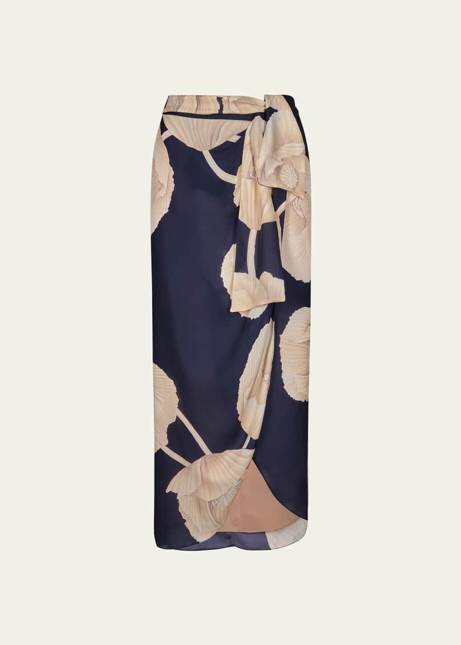 Image 1 of 1: Naturalism Floral Silk Wrap Skirt