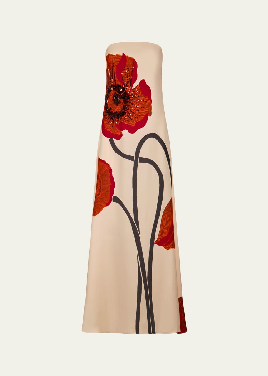 【Fu】B1498★新品★SMサイズ★赤/花モチーフ/スタンダードドレス Johanna Ortiz Strapless Red Petals Embellished Maxi Dress
